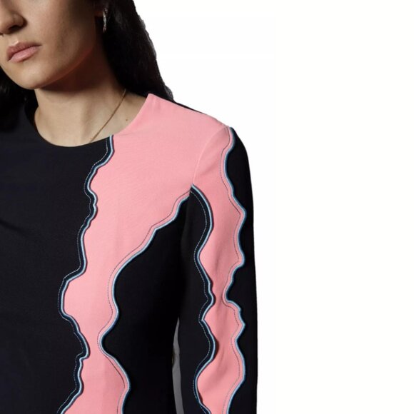 VERSACE Runway F/W 2016 Navy Blue Pink Panelled Wave Dress NWT IT Sz 42 - Picture 6 of 10
